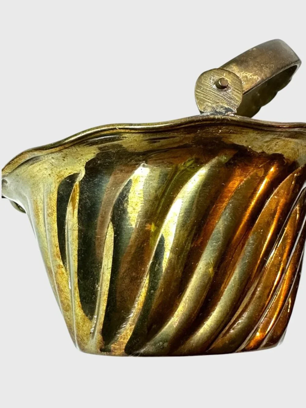 Solid Brass Decorative Basket Set With Handles - Made In India - Vintage Texture
